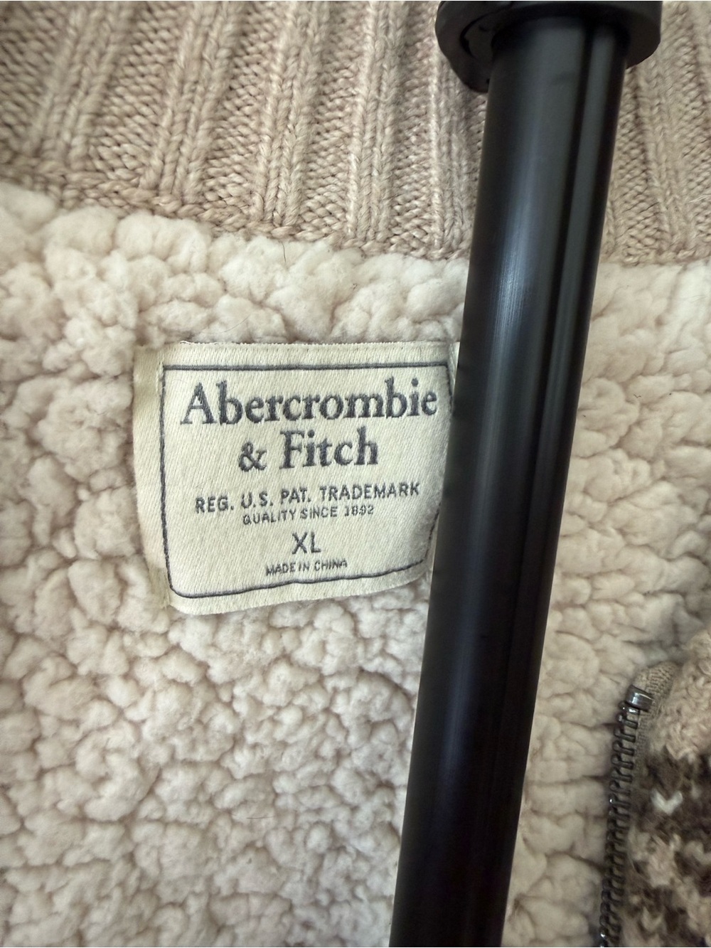 Abercrombie & Fitch Beige and Brown Fair Isle Zip-Up Sweater - Picture 4 of 5